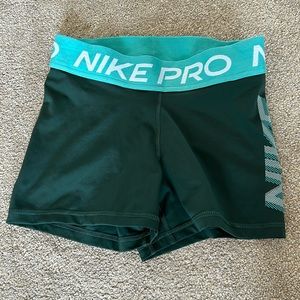 Dark green/turquoise Nike Pro Spandex Shorts